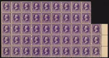 3c Andrew Jackson block of forty-eight, 1890. Creator: American Bank Note Company
