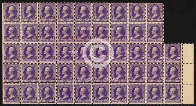 3c Andrew Jackson block of forty-eight, 1890. Creator: American Bank Note Company.