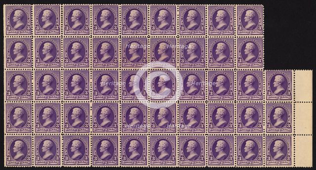 3c Andrew Jackson block of forty-eight, 1890. Creator: American Bank Note Company.