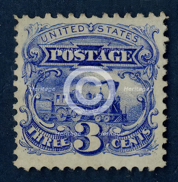 3c Steam Locomotive G Grill single, 1869. Creator: National Bank Note Company.