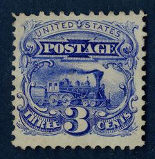 3c Steam Locomotive G Grill single, 1869. Creator: National Bank Note Company