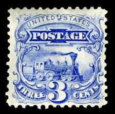 3c Steam Locomotive re-issue single, 1875. Creator: National Bank Note Company