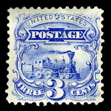 3c Steam Locomotive re-issue single, 1875. Creator: National Bank Note Company