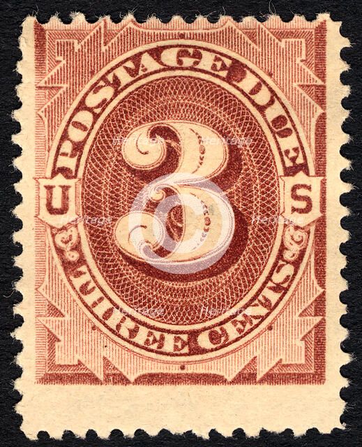 3c Postage Due single, 1879. Creator: Unknown.