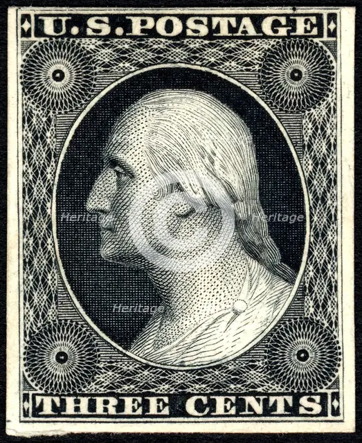 3c Washington trial color card proof, 1881. Creator: American Bank Note Company.