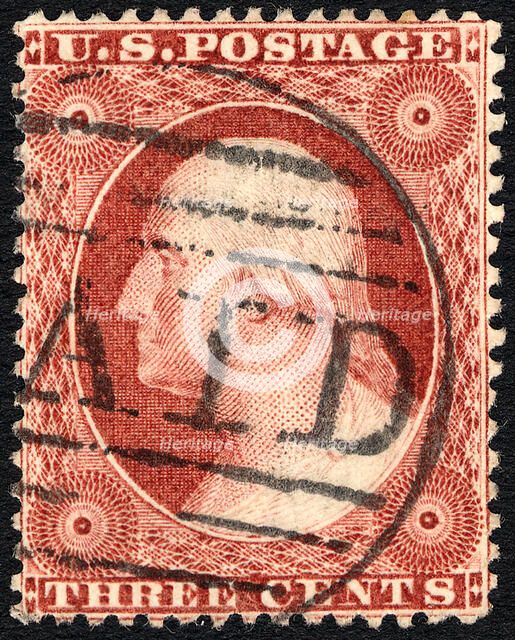 3c Washington type II single, 1857. Creator: Unknown.