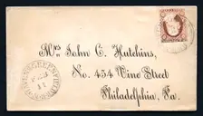 3c Washington with New Haven & Greenfield R.R. cancel on cover, 1852-1857. Creator: Unknown