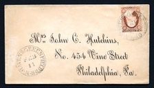 3c Washington with New Haven & Greenfield R.R. cancel on cover, 1852-1857. Creator: Unknown