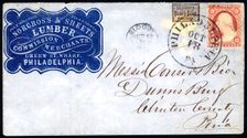 3c Washington with Blood's Penny Post carrier stamp on cover, 1853. Creator: Unknown