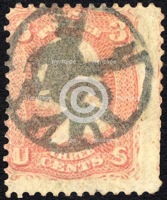 3c Washington with Brattleboro, VT devil & pitchfork single, c. 1861. Creator: Unknown.