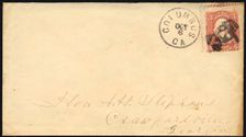 3c Washington with Columbus, GA man with a hat on cover, 1861. Creator: Unknown