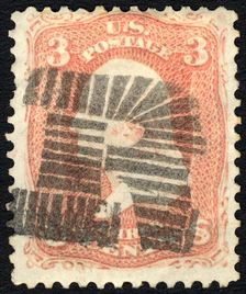3c Washington with Ridgefield, CT letter R single, c. 1861. Creator: Unknown