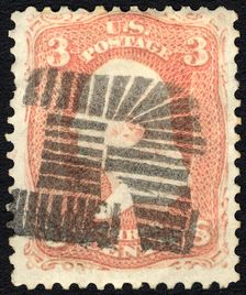 3c Washington with Ridgefield, CT letter R single, c. 1861. Creator: Unknown