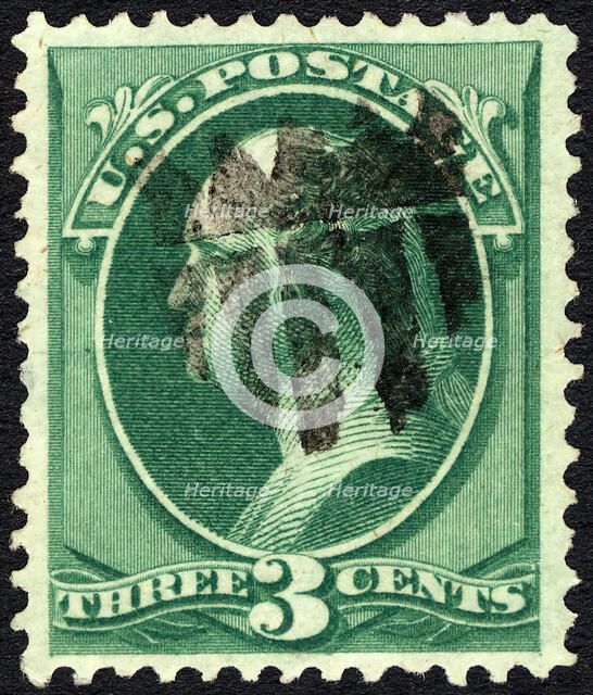 3c Washington with small shield single, c. 1873. Creator: Unknown.