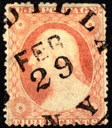 3c Washington cancelled on Leap Year Day single, February 29, 1860. Creator: Unknown