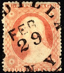 3c Washington cancelled on Leap Year Day single, February 29, 1860. Creator: Unknown