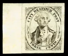 3c Washington City Despatch local post stamp, 1842. Creator: Unknown