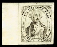 3c Washington City Despatch local post stamp, 1842. Creator: Unknown