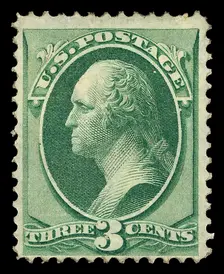 3c Washington grilled single, March 1870. Creator: Unknown