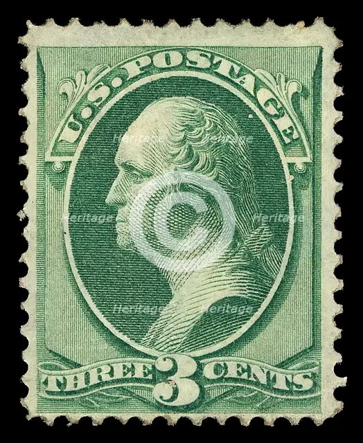3c Washington grilled single, March 1870. Creator: Unknown.