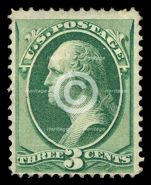 3c Washington grilled single, March 1870. Creator: Unknown.