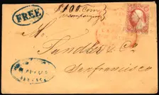 3c Washington on Hunter's Express cover, 1852-1857. Creator: Unknown