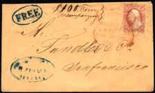 3c Washington on Hunter's Express cover, 1852-1857. Creator: Unknown