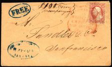 3c Washington on Hunter's Express cover, 1852-1857. Creator: Unknown