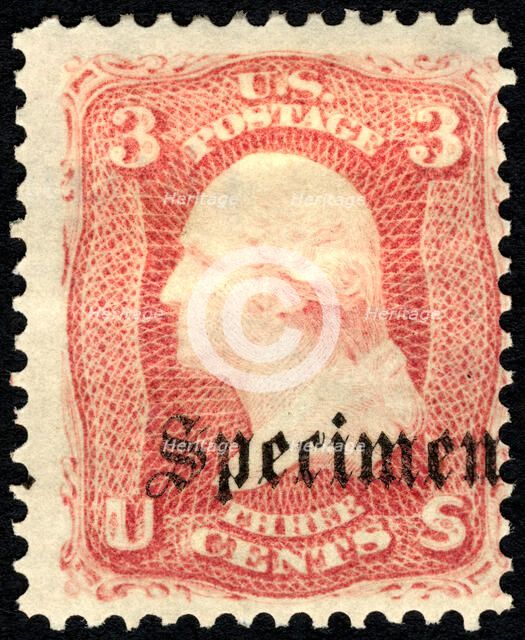 3c Washington "Specimen" overprint single, 1861. Creator: Unknown.