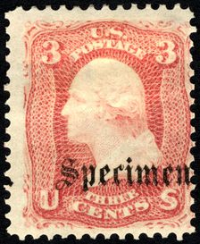 3c Washington "Specimen" overprint single, 1861. Creator: Unknown