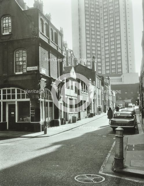 1-17 Shepherd Market, Westminster LB, London: looking east, 1967. Creator: Unknown.