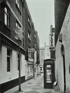 1-2 Marlborough Court, Westminster LB, London: front elevations, telephone box, lamp post..., 1975. Creator: Unknown