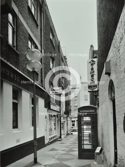 1-2 Marlborough Court, Westminster LB, London: front elevations, telephone box, lamp post..., 1975. Creator: Unknown.