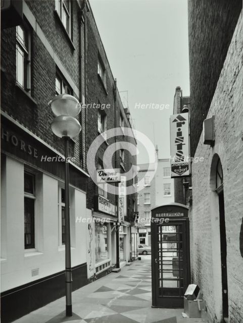 1-2 Marlborough Court, Westminster LB, London: front elevations, telephone box, lamp post..., 1975. Creator: Unknown.
