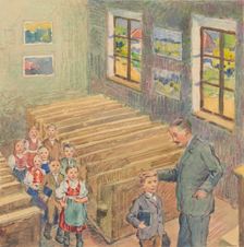 1.- The Teacher with the Children in the Classroom, 1932. Creator: Gustav Mally