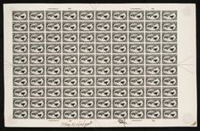 $1 Trans-Mississippi Western Cattle in Storm plate proof sheet, May 31, 1898. Creator: Bureau of Engraving and Printing