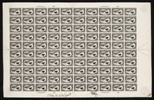 $1 Trans-Mississippi Western Cattle in Storm plate proof sheet, May 31, 1898. Creator: Bureau of Engraving and Printing