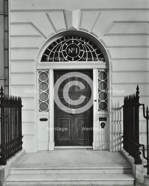 1 Upper Wimpole Street, Westminster LB, London: doorway, 1956. Creator: Unknown.