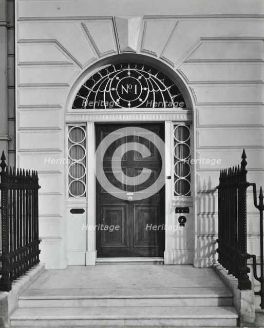 1 Upper Wimpole Street, Westminster LB, London: doorway, 1956. Creator: Unknown.