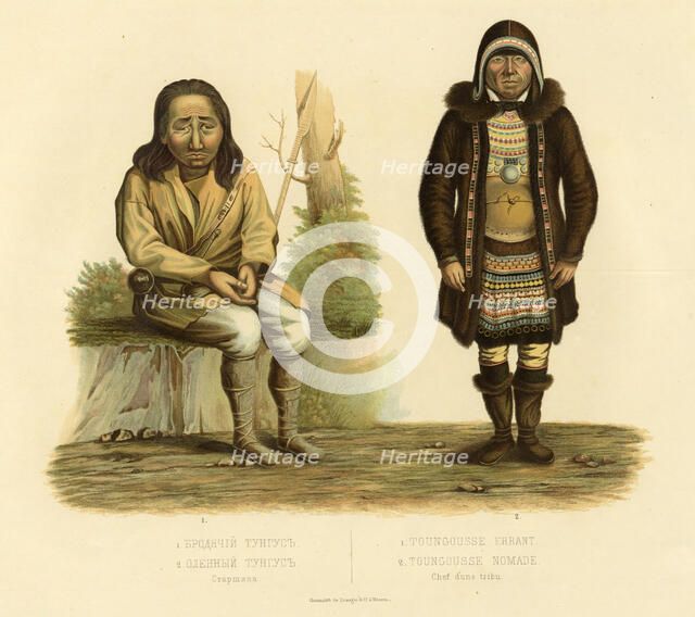 1. A Tungus Vagrant; 2. A Tungus Deerherd; An Elder, 1856. Creator: Ivan Dem'ianovich Bulychev.