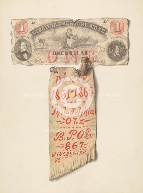 $1 Banknote from Virginia, c. 1936. Creator: Carl Buergerniss.