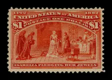 $1 Queen Isabella Pledging Her Jewels single, 1893. Creator: American Bank Note Company