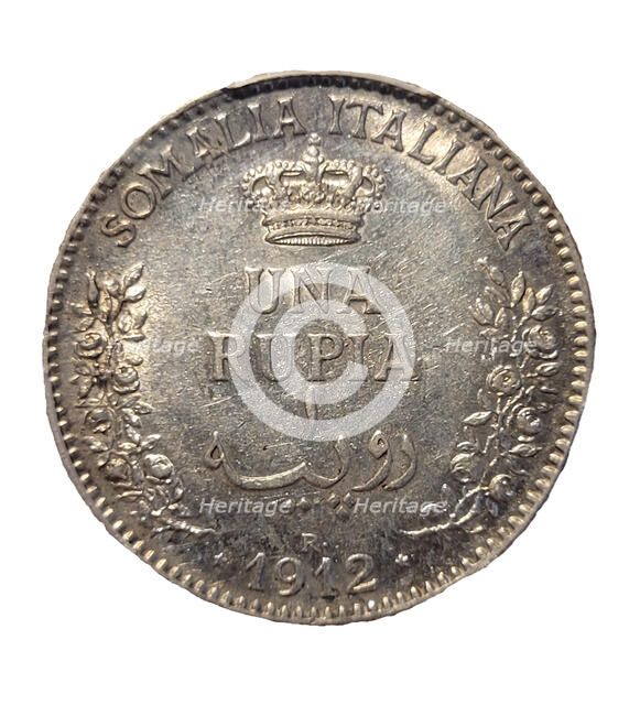 1 Rupia, Italian Somaliland, Victor Emmanuel III, 1912. Creator: Numismatic, West European Coins  .