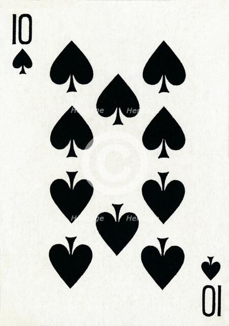 10 of Spades from a deck of Goodall & Son Ltd. playing cards, c1940. Artist: Unknown.