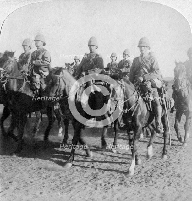 10th Hussars after repulsing a Boer attack, Colesberg, South Africa, 4th January 1900.Artist: Underwood & Underwood