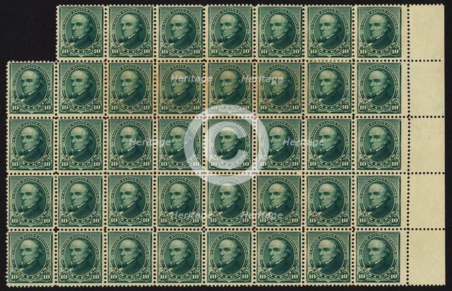 10c Daniel Webster block of thirty-nine, February 22, 1890. Creator: American Bank Note Company.