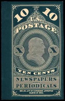 10c Franklin Newspapers and Periodicals trial color proof, 1865. Creator: Unknown