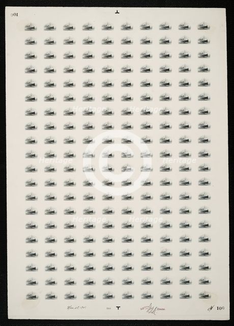 10c Pan-American Fast Ocean Navigation vignette plate proof, 487. Creator: Bureau of Engraving and Printing.