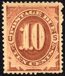10c Postage Due single, 1879. Creator: Unknown