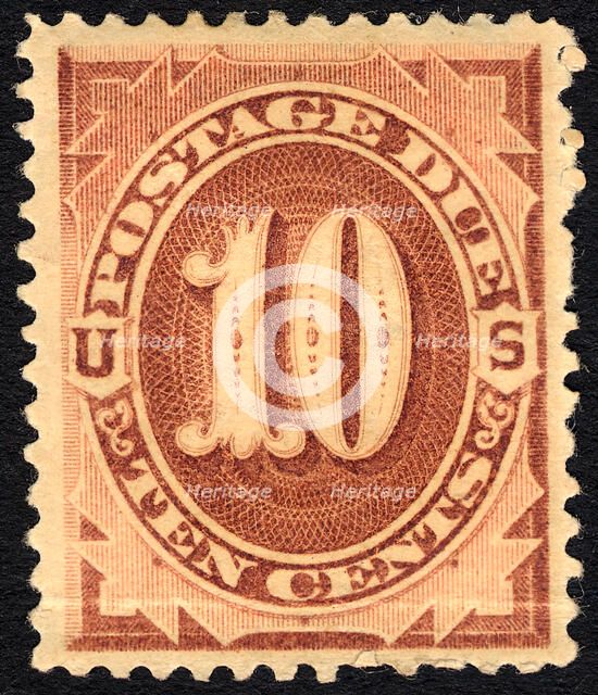 10c Postage Due single, 1879. Creator: Unknown.